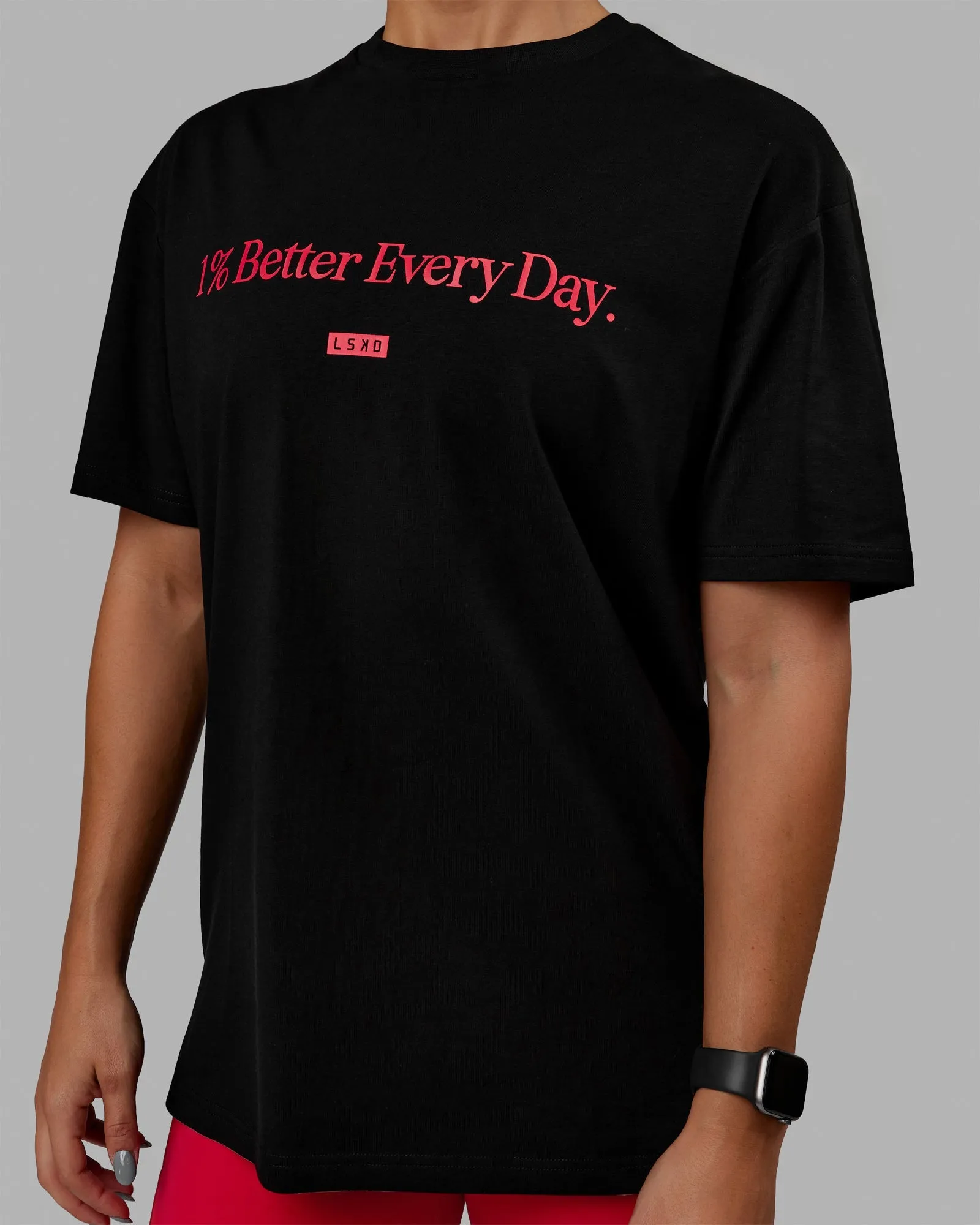 Unisex 1% Better FLXCotton Tee Oversize - Black-Scarlet