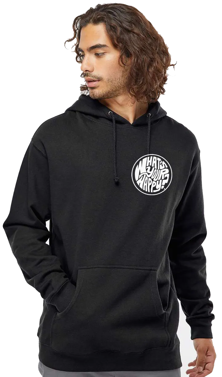 What's Your Happy? Pocket/Back print pullover hoodie