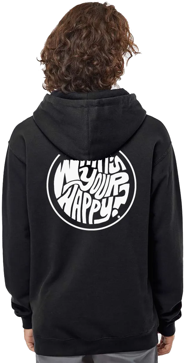 What's Your Happy? Pocket/Back print pullover hoodie