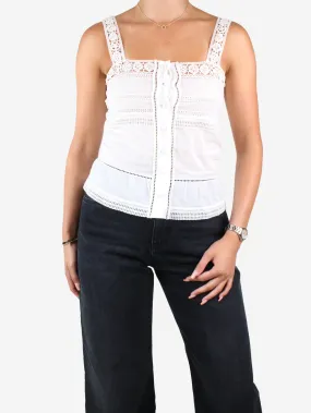 White lace trimmed top - size UK 6