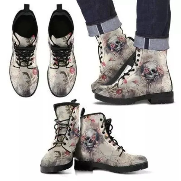 Women'S 3d Skull Print High Top Martin Boots 01062553C