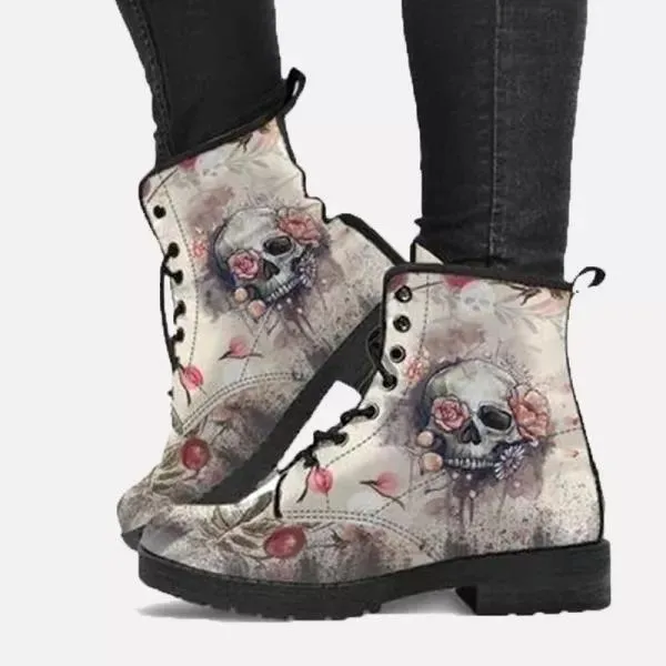 Women'S 3d Skull Print High Top Martin Boots 01062553C