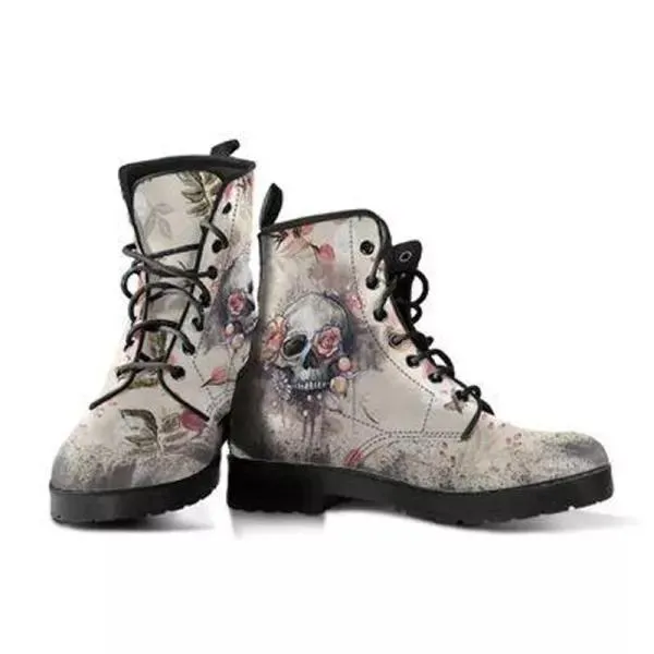 Women'S 3d Skull Print High Top Martin Boots 01062553C