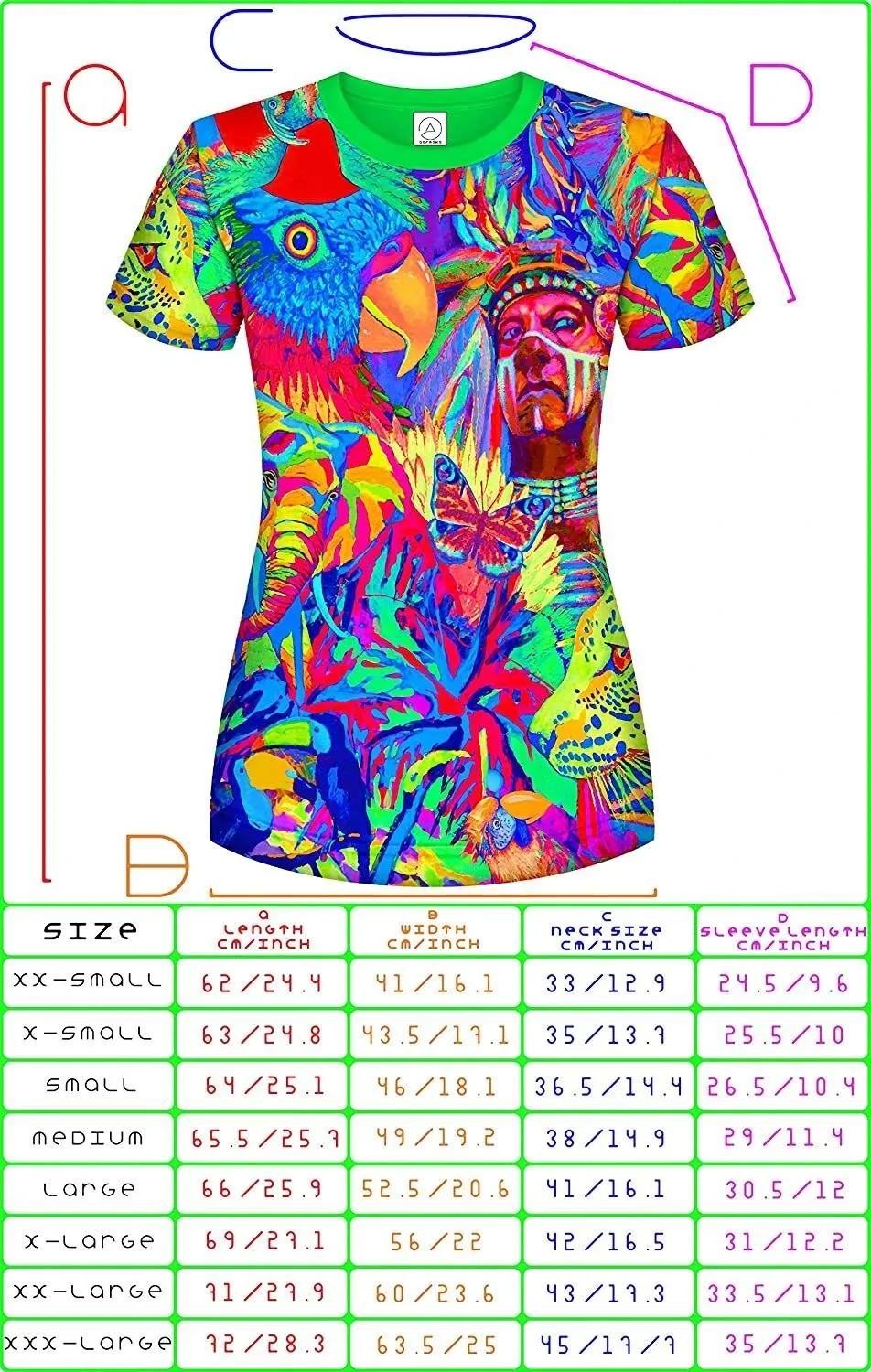 Womens Neon Shirt in UV Fluorescent Leopard Africa