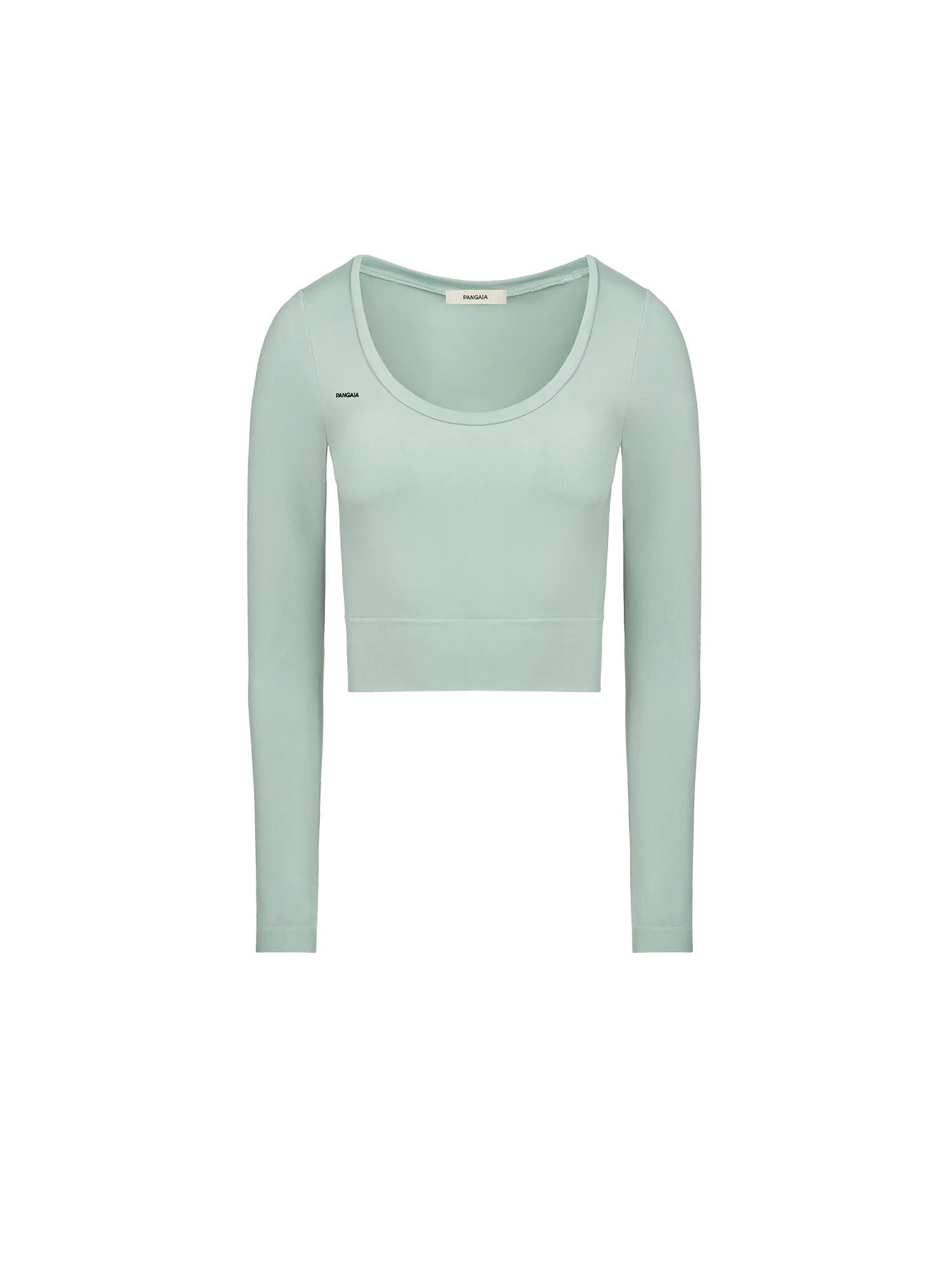 Women's Plant-Stretch Long Sleeve Cropped Top—Eucalyptus Blue