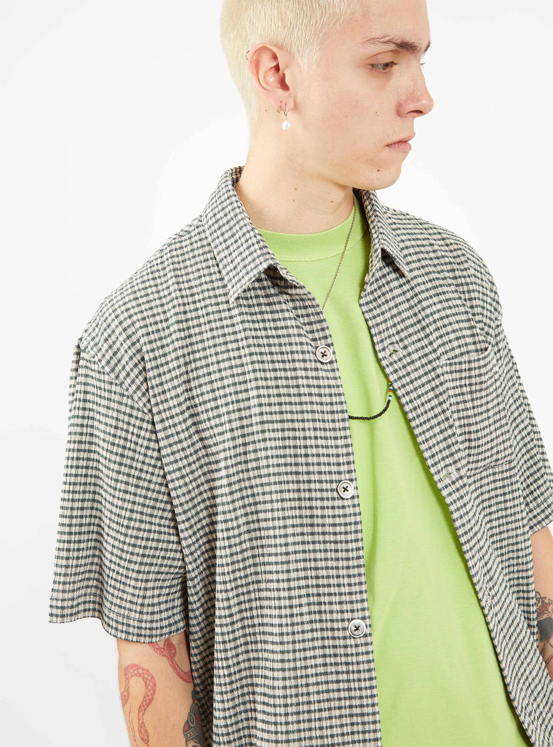 Wrinkly Shirt Green Gingham